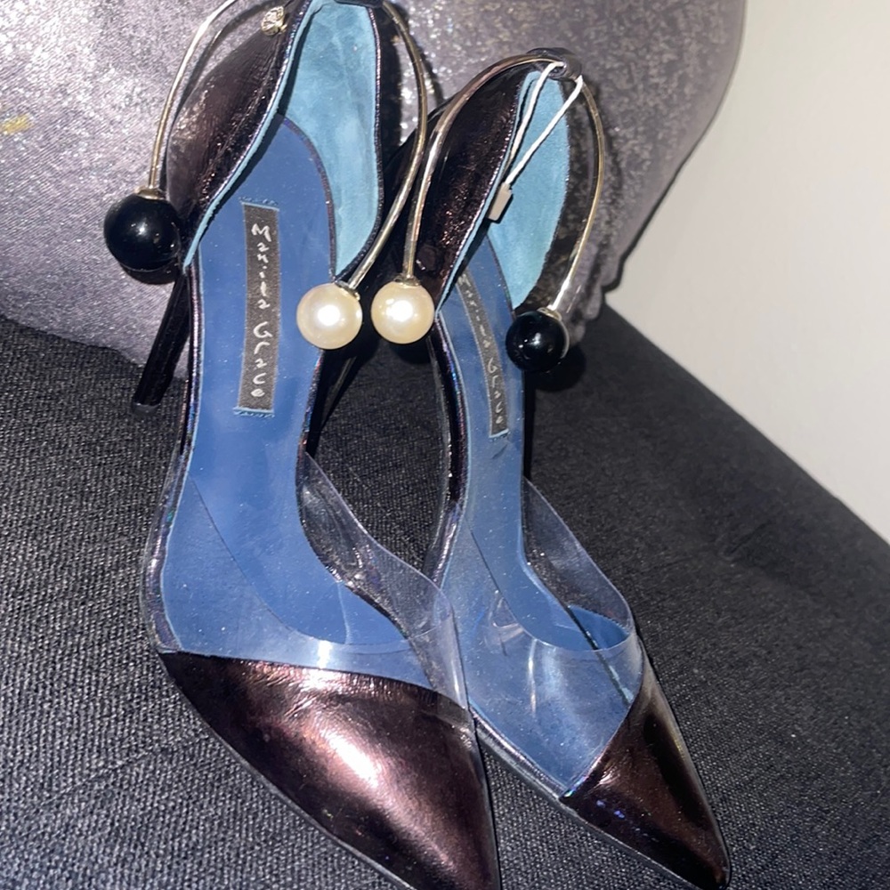 Bronze & Clear PVC Leather Pumps by Manila Grace